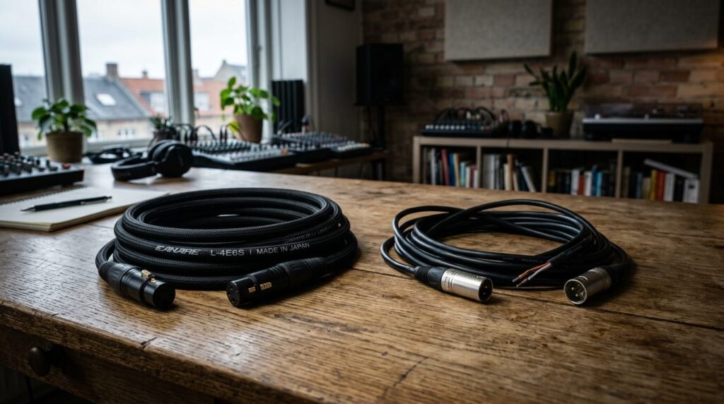 Side-by-side comparison shot of premium professional XLR mic