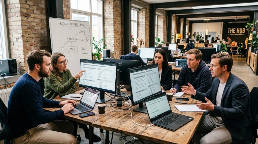 Young tech entrepreneurs and corporate finance advisor in ca